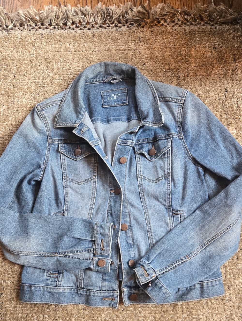 LOFT Light Wash Denim Jean Jacket - Blue